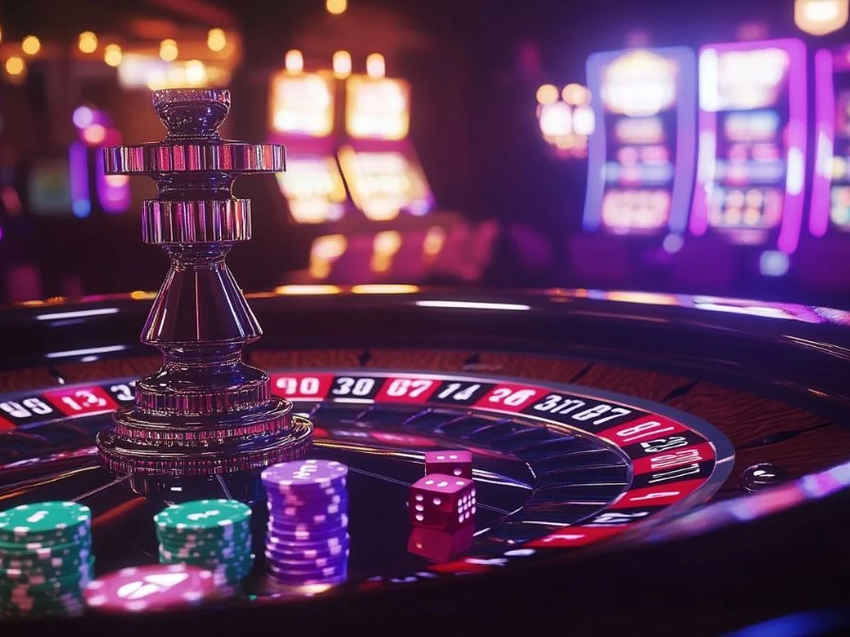 Tampilan permainan slot dengan reel dan simbol berwarna